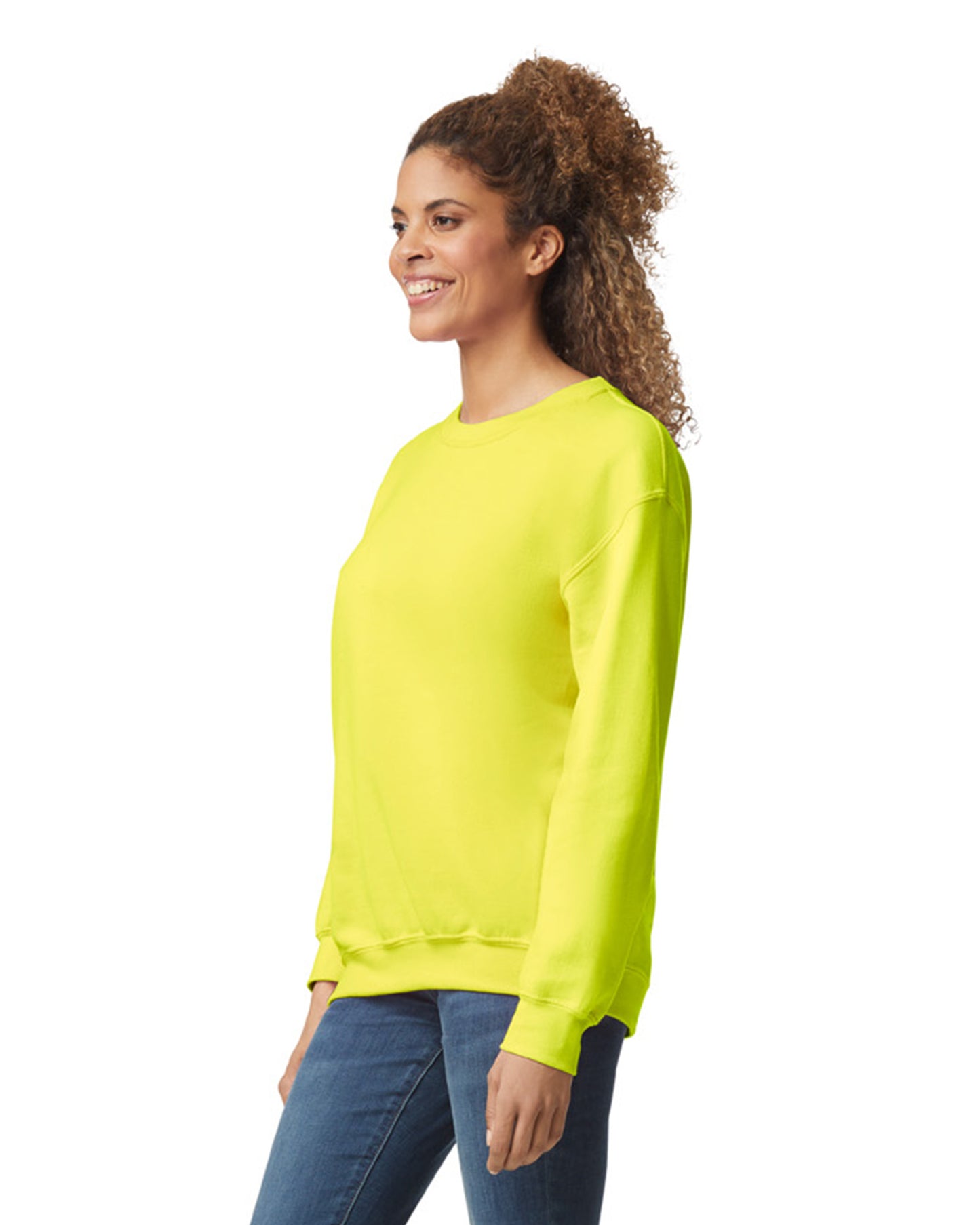 Unisex Heavy Blend���  50/50 Fleece Crew - High Viz Safety Green