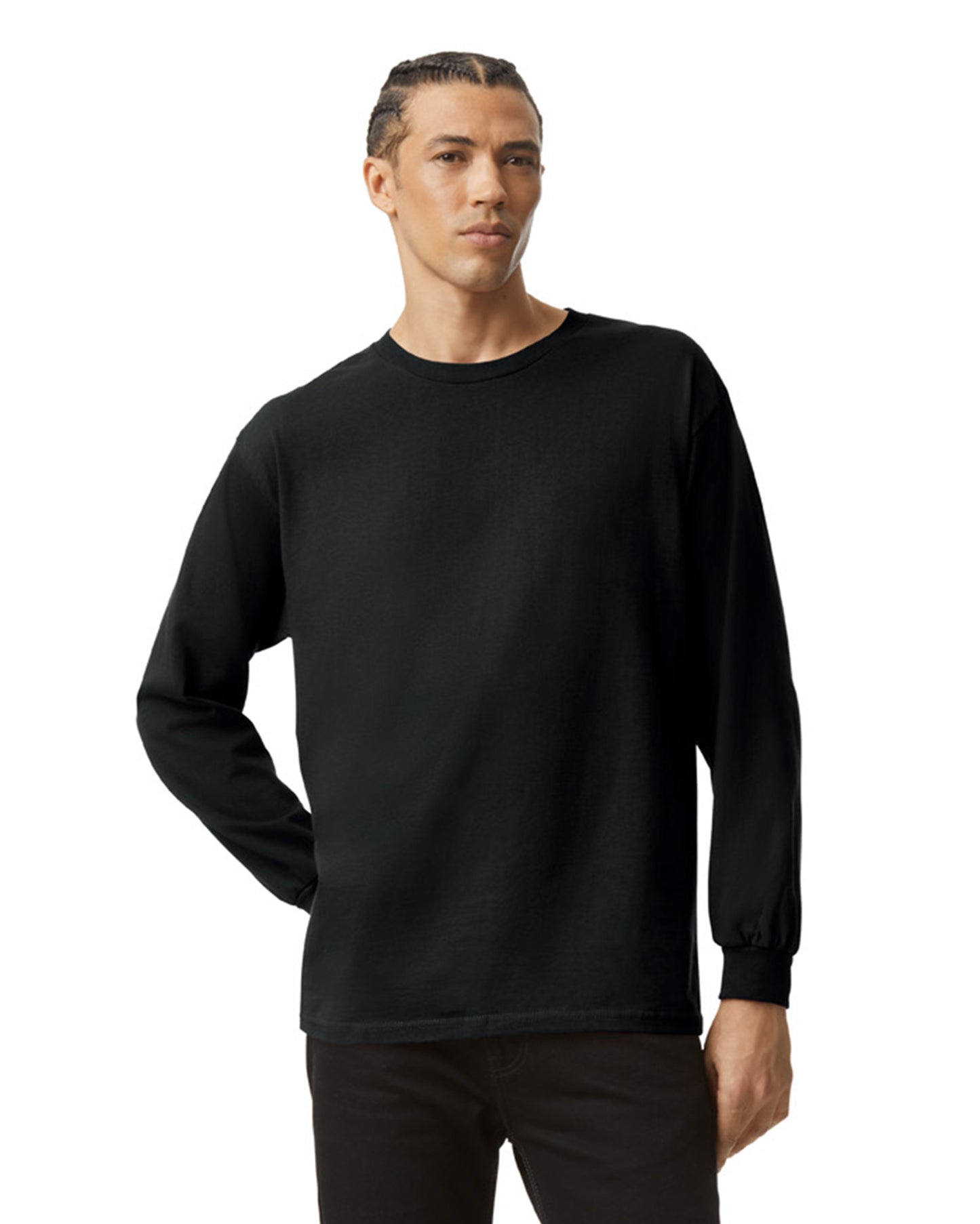 Unisex Heavyweight Cotton Long-Sleeve T-shirt - Black