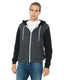 Bella + Canvas 3739 - Unisex Poly-Cotton Sponge Fleece Full-Zip Hoodie - Heather Dark Gray / Black