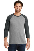 Unisex Perfect Tri 3/4-Sleeve Raglan - Black Fr / Gray French