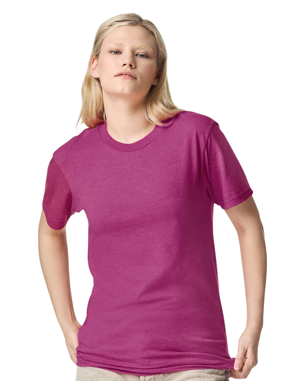Unisex CVC T-Shirt - Heather Super Pink