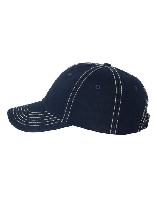Unisex Bio-Washed Classic Dad’s Cap - Navy / Stone Stitch