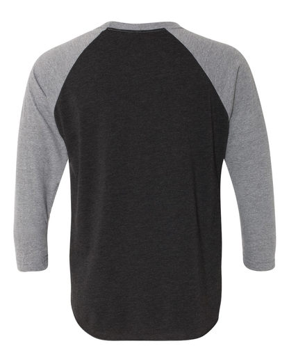 Unisex Triblend 3/4-Sleeve Raglan - Premium Heather / Vintage Black