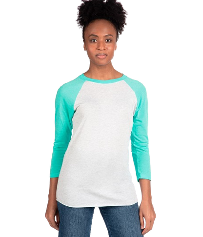 Unisex Triblend 3/4-Sleeve Raglan - Teal Blue / Heather White