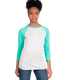 Next Level 6051 - Unisex Triblend 3/4-Sleeve Raglan - Teal Blue / Heather White