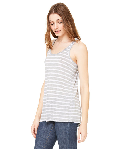Women's Flowy Racerback Tank - Heather Striped Athletic / White
