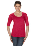 Women's Triblend Deep Scoop 1/2-Sleeve T-Shirt - Heather Red