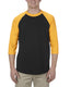 Alstyle AL1334 - Unisex 100% Cotton 3/4 Raglan T-Shirt - Black / Gold