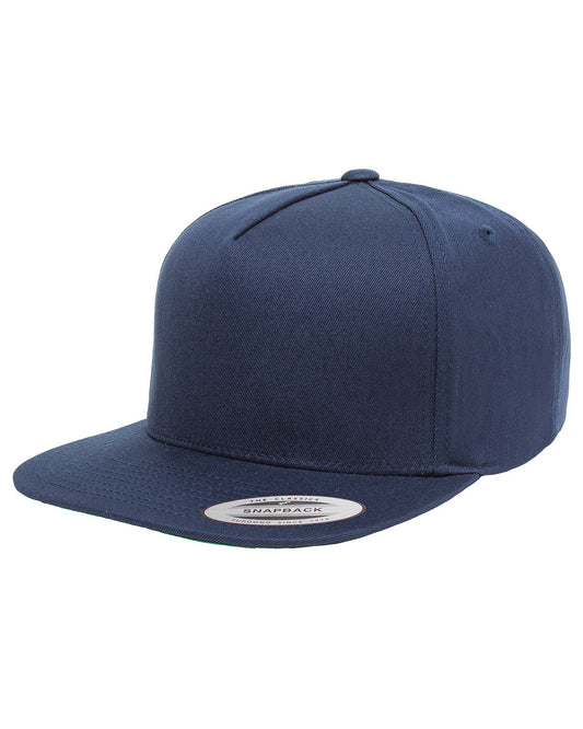 Unisex 5-Panel Cotton Twill Snapback Cap - Navy