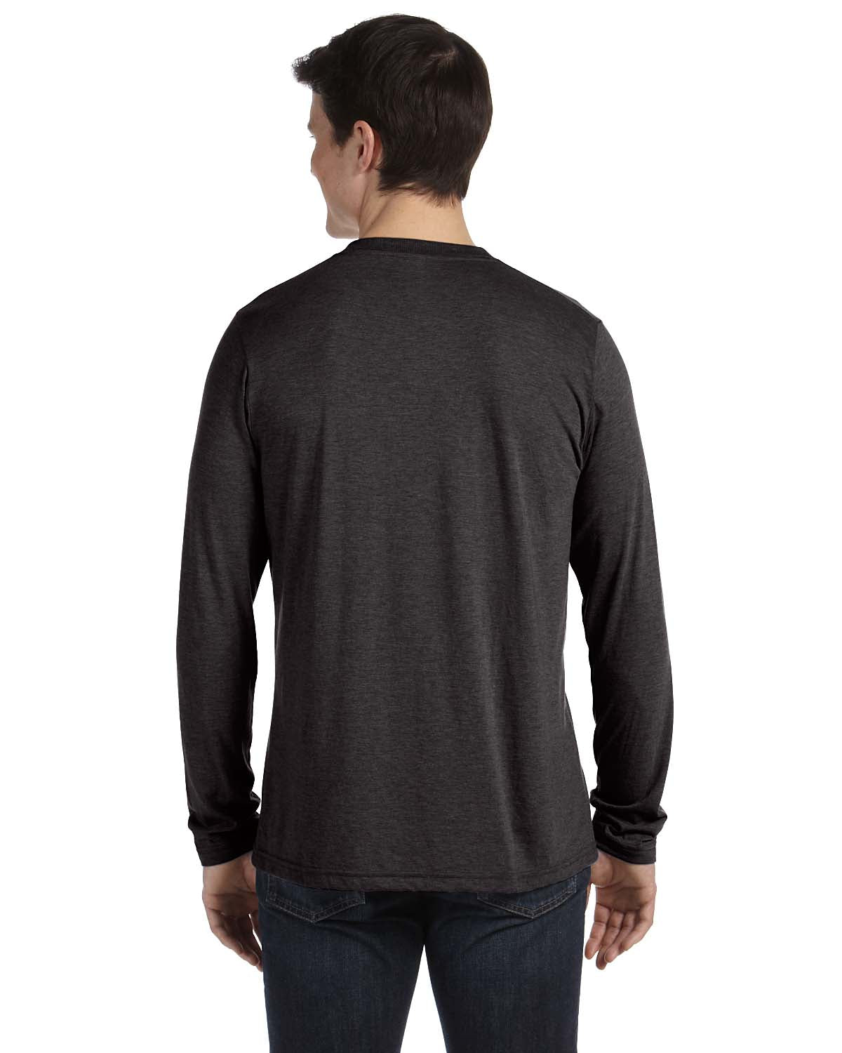 Unisex Jersey Long-Sleeve V-Neck T-Shirt - Charcoal Black Triblend