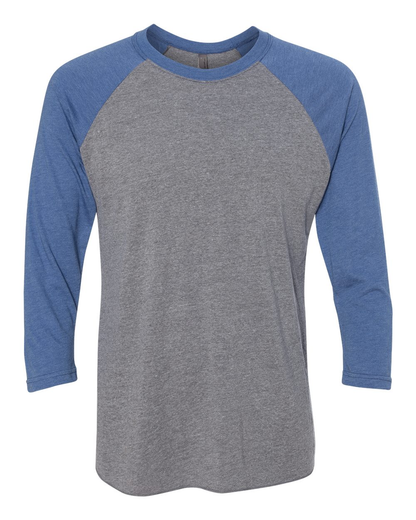 Unisex Triblend 3/4-Sleeve Raglan - Vintage Royal / Premium Heather