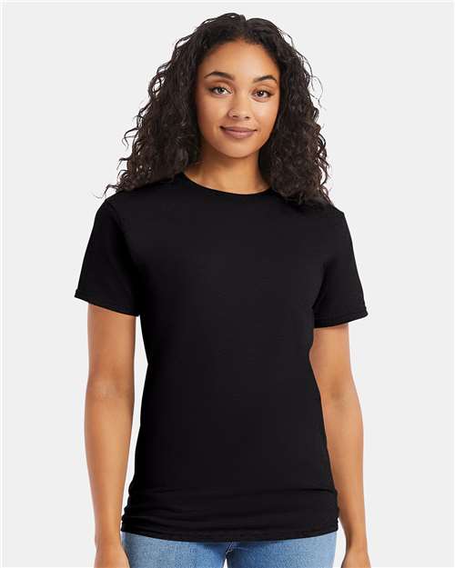 Hanes 5280 Black — on model front