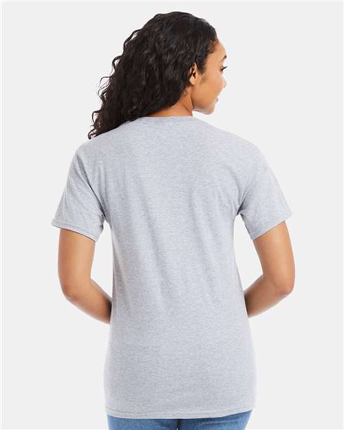 Hanes 5280 Light Steel — on model back