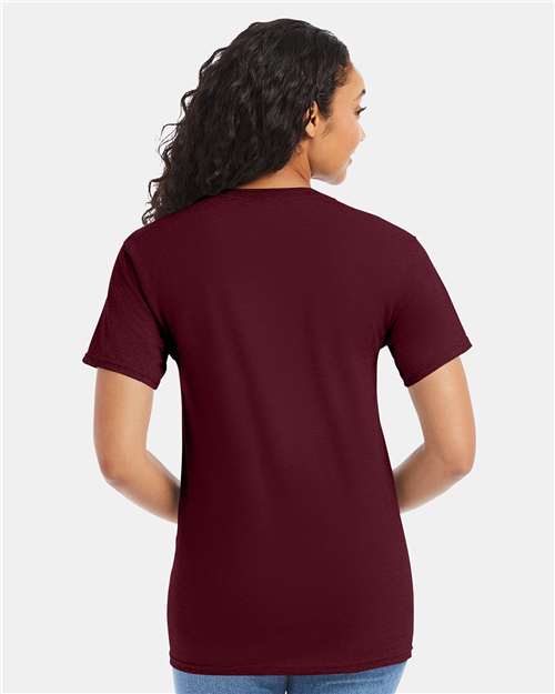 Hanes 5280 Maroon — on model back