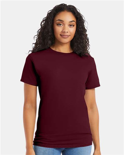 Hanes 5280 Maroon — on model front