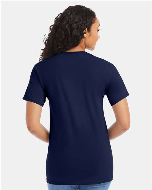 Hanes 5280 Navy — on model back