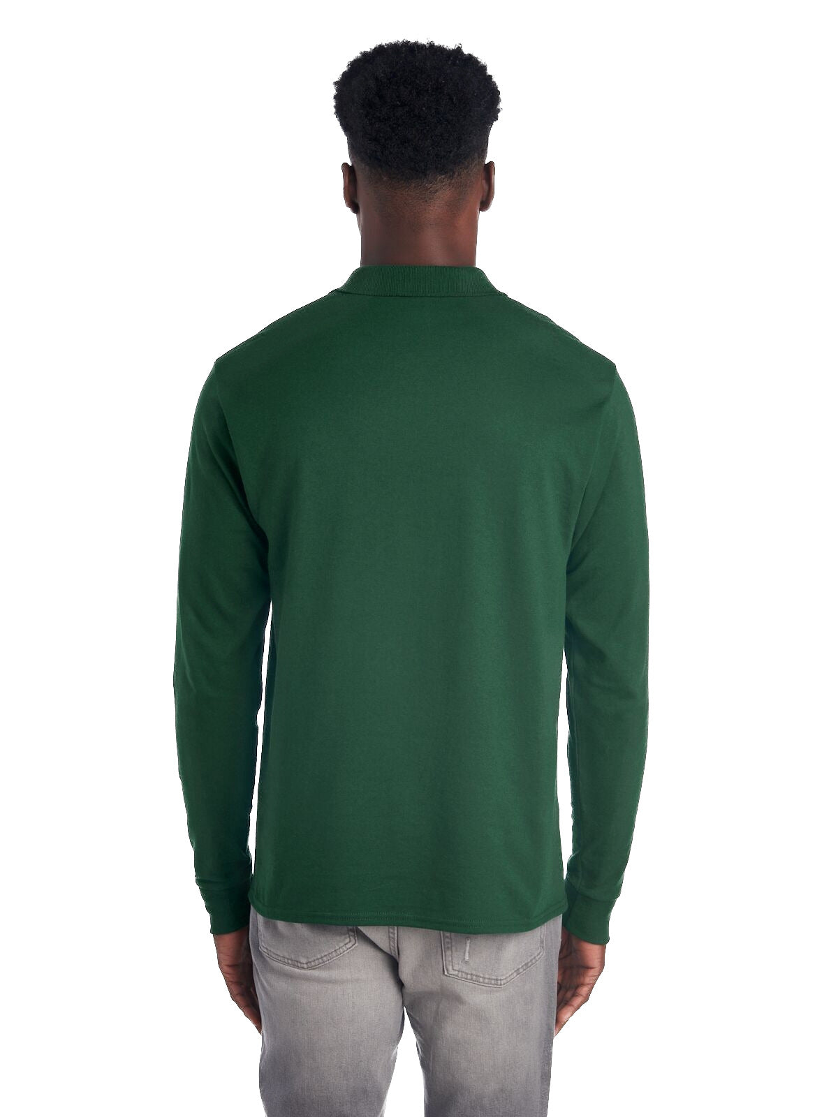 Unisex SpotShield™ Long-Sleeve Jersey Polo - Forest Green