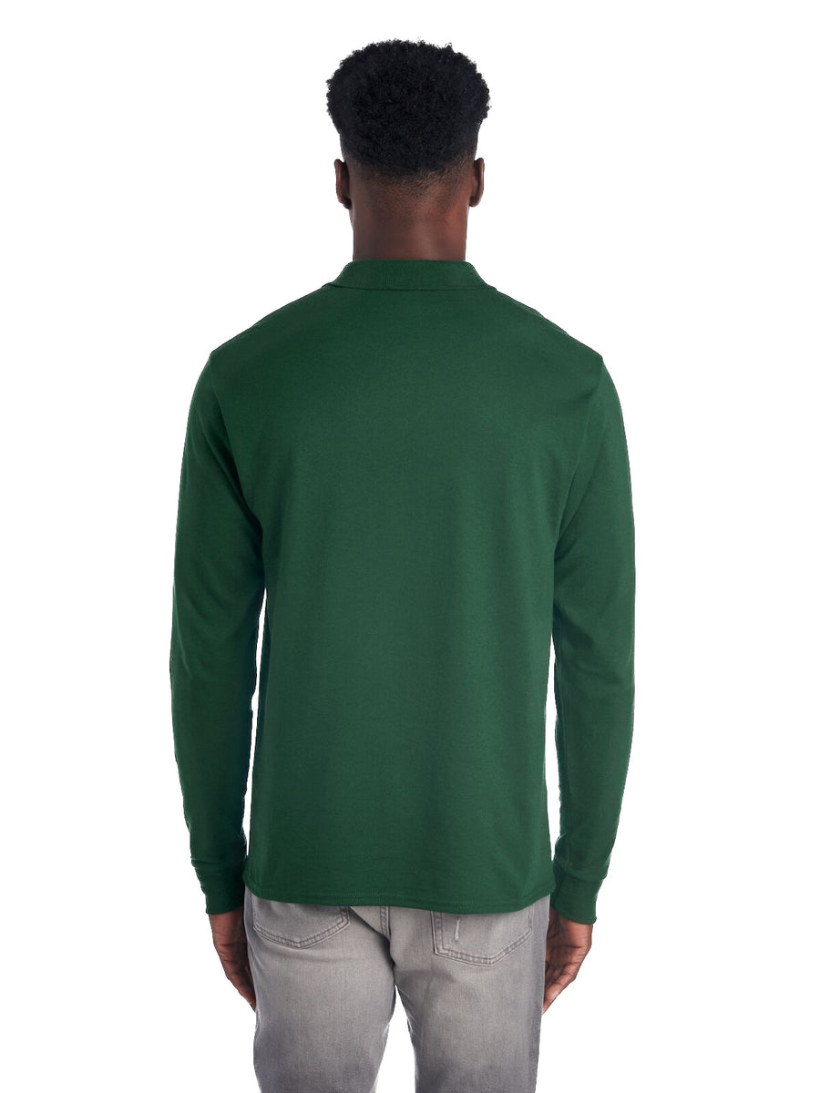 Unisex SpotShield™ Long-Sleeve Jersey Polo - Forest Green