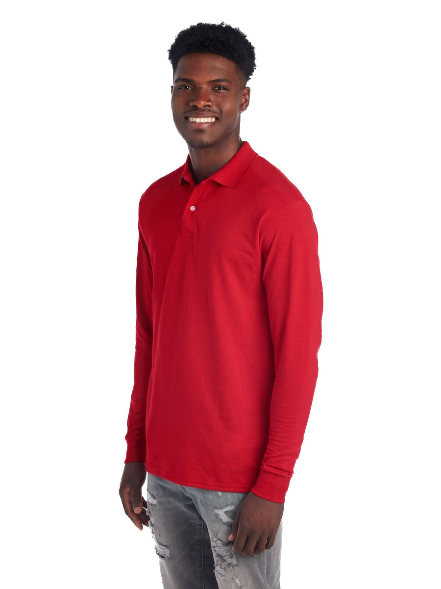 Unisex SpotShield™ Long-Sleeve Jersey Polo - True Red