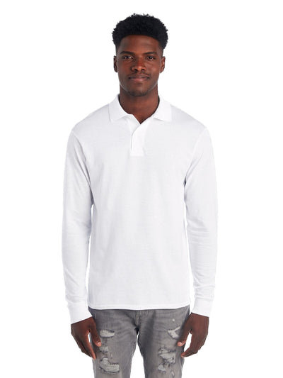 Unisex SpotShield™ Long-Sleeve Jersey Polo - White