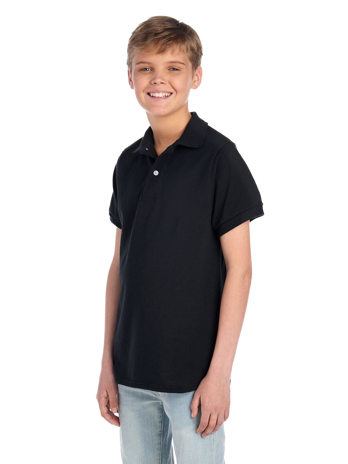 Youth SpotShield™ Jersey Polo - Black