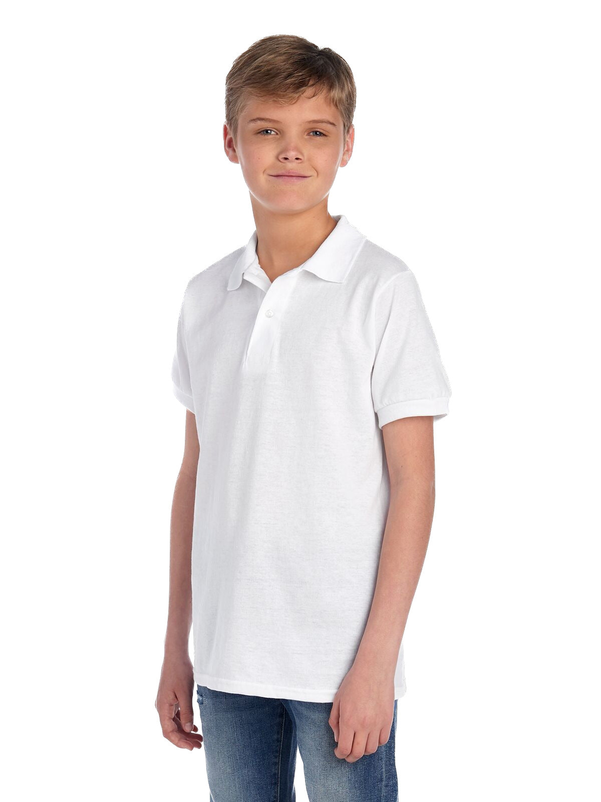 Youth SpotShield™ Jersey Polo - White