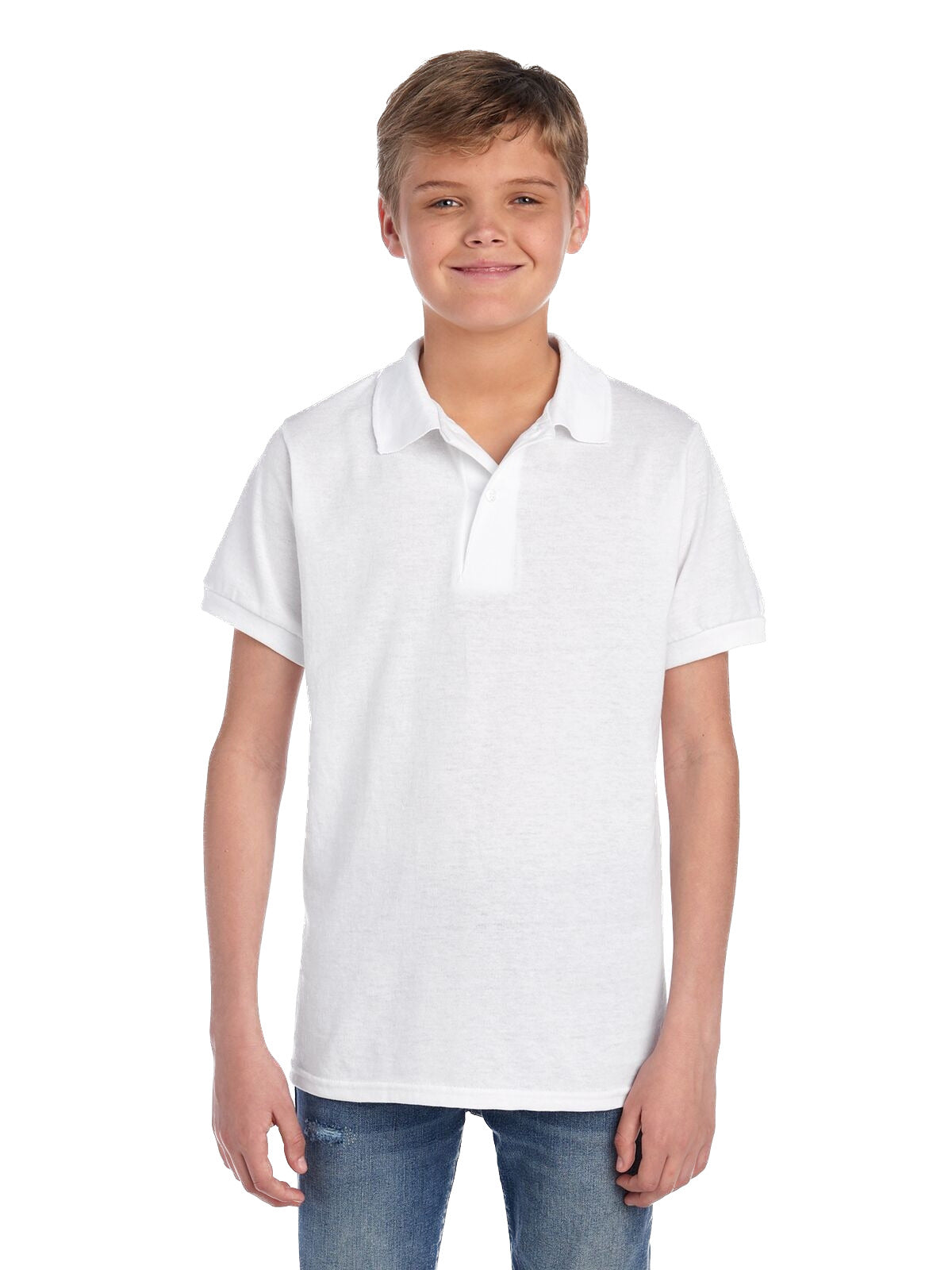 Youth SpotShield™ Jersey Polo - White
