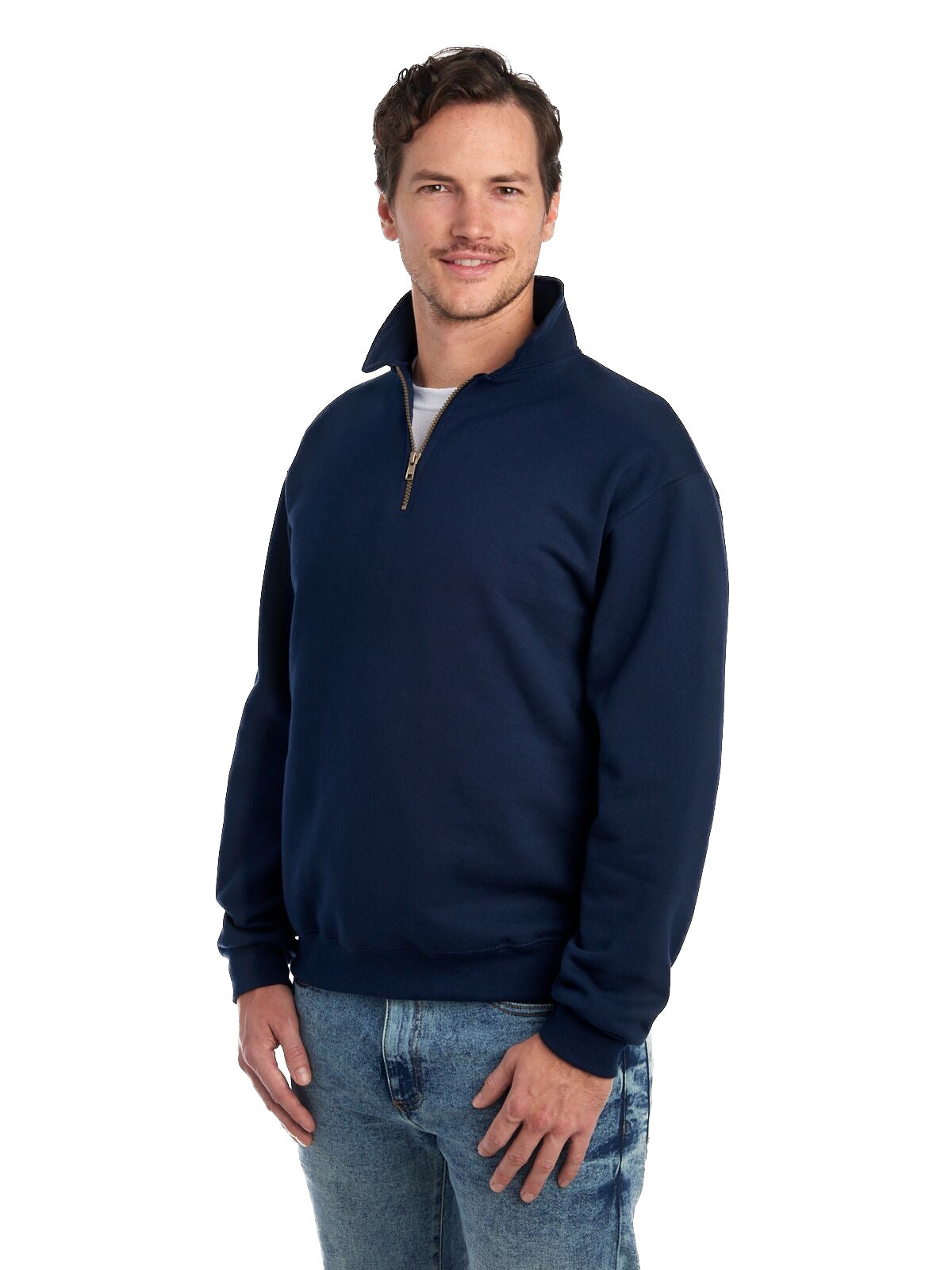 Unisex Super Sweats® NuBlend® Fleece Quarter-Zip Pullover - J Navy