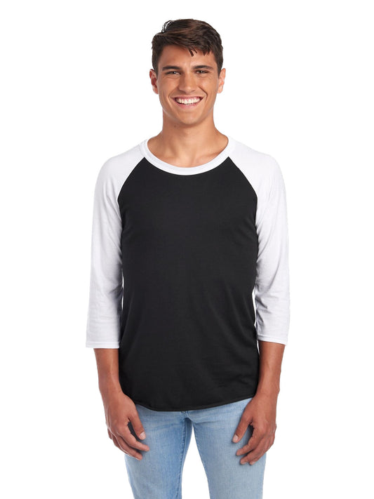 Unisex Premium Blend Raglan Baseball T-Shirt - Black Ink / White