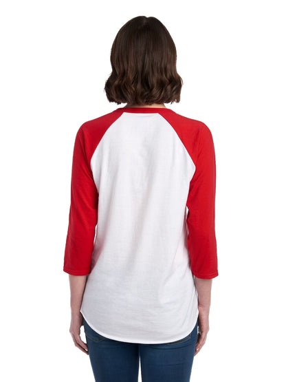 Unisex Premium Blend Raglan Baseball T-Shirt - White / True Red