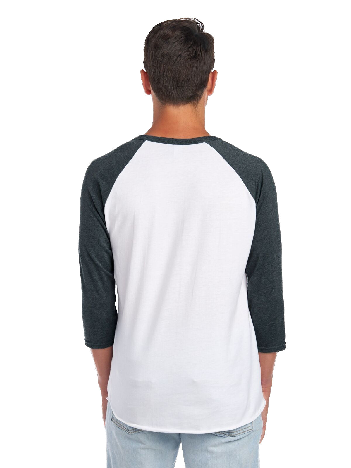 Unisex Premium Blend Raglan Baseball T-Shirt - White / Charcoal Heather