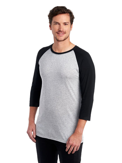 Unisex TRI-BLEND Baseball Raglan - Oxford / Black