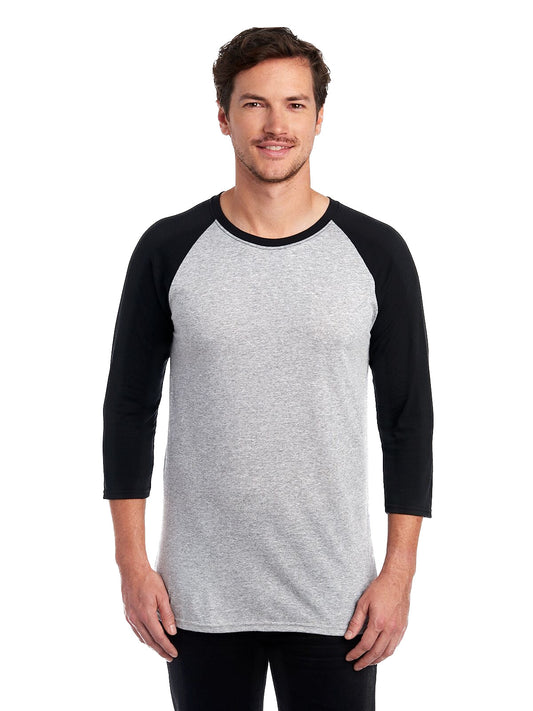 Unisex TRI-BLEND Baseball Raglan - Oxford / Black
