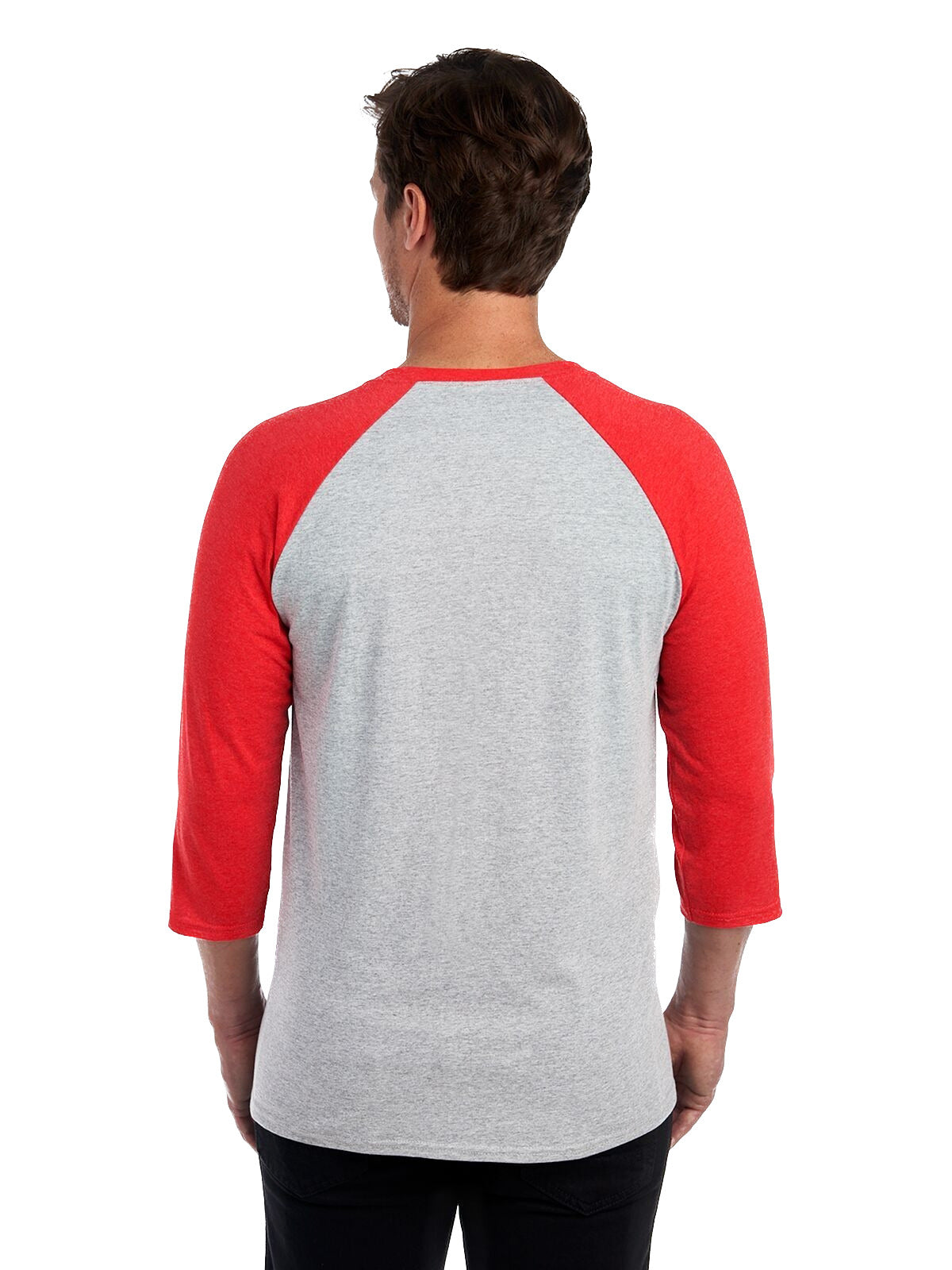 Unisex TRI-BLEND Baseball Raglan - Oxford / French Red Heather