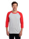 Jerzees 601RR - Unisex TRI-BLEND Baseball Raglan - Oxford / French Red Heather
