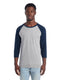 Jerzees 601RR - Unisex TRI-BLEND Baseball Raglan - Oxford / Indg Heather