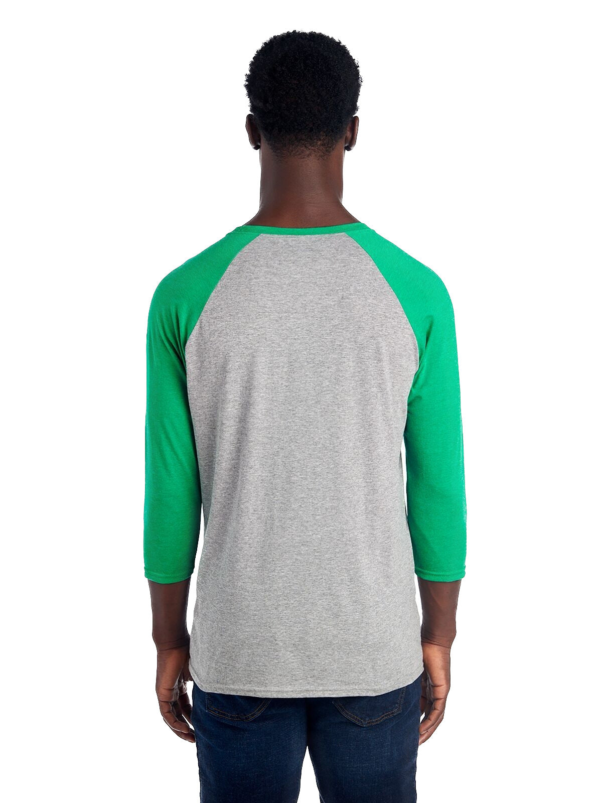 Unisex TRI-BLEND Baseball Raglan - Oxford / Ir Green Heather
