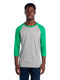 Jerzees 601RR - Unisex TRI-BLEND Baseball Raglan - Oxford / Ir Green Heather