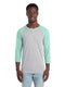 Jerzees 601RR - Unisex TRI-BLEND Baseball Raglan - Oxford / Mint Heather