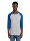 Jerzees 601RR - Unisex TRI-BLEND Baseball Raglan - Oxford / True Blue Heather