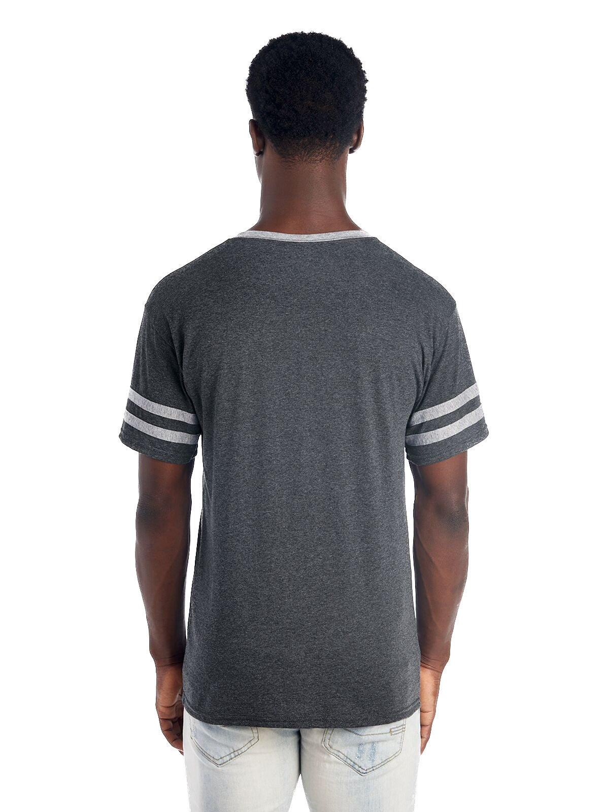 Unisex TRI-BLEND Varsity Ringer T-Shirt - Black Heather / Oxford