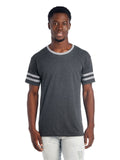 Unisex TRI-BLEND Varsity Ringer T-Shirt - Black Heather / Oxford