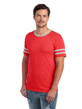Unisex TRI-BLEND Varsity Ringer T-Shirt - Fr Red Heather / Oxford