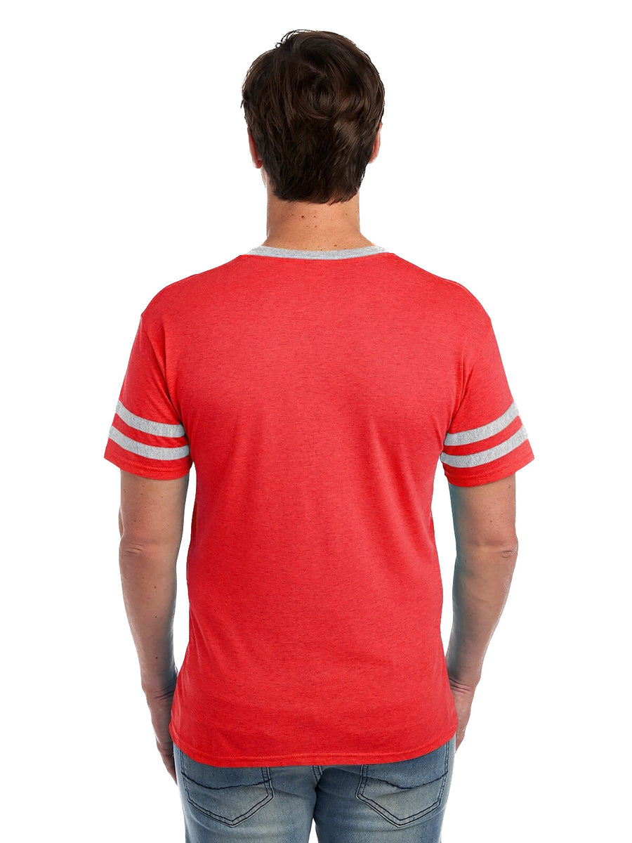 Unisex TRI-BLEND Varsity Ringer T-Shirt - Fr Red Heather / Oxford