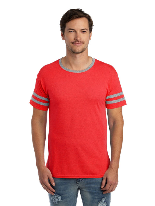 Unisex TRI-BLEND Varsity Ringer T-Shirt - Fr Red Heather / Oxford