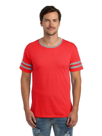Unisex TRI-BLEND Varsity Ringer T-Shirt - Fr Red Heather / Oxford
