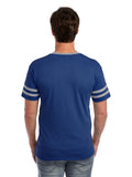 Unisex TRI-BLEND Varsity Ringer T-Shirt - True Blue Heather / Oxford