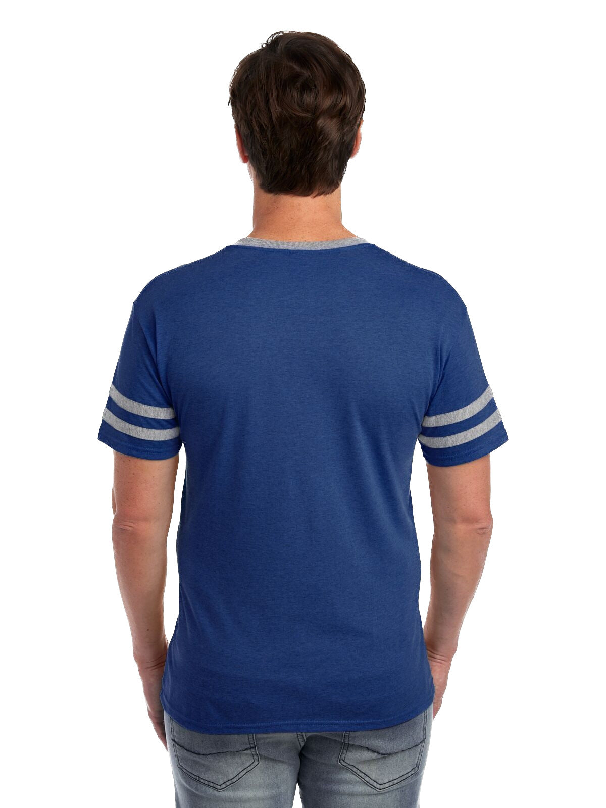 Unisex TRI-BLEND Varsity Ringer T-Shirt - True Blue Heather / Oxford