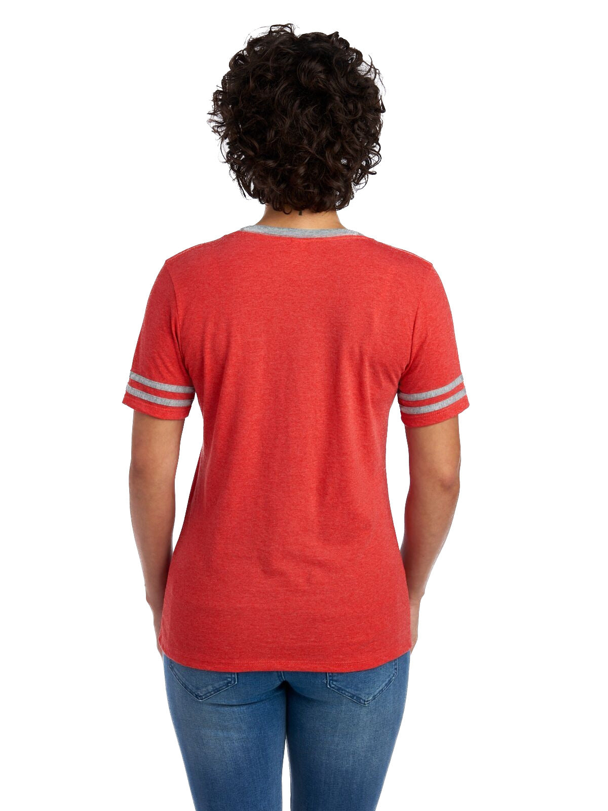 Women's TRI-BLEND Varsity V-Neck T-Shirt - Fr Red Heather / Oxford