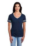 Women's TRI-BLEND Varsity V-Neck T-Shirt - Indigo Heather / Oxford